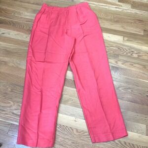 Leslie Fay Sportswear Red Rayon High Waisted Pleated Trousers Size 16